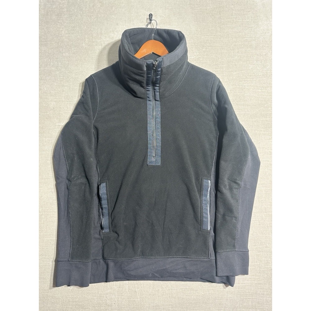 Lululemon Post Chaturanga Pullover 1/2 Zip Fleece Sweater Womens Size 12 Black